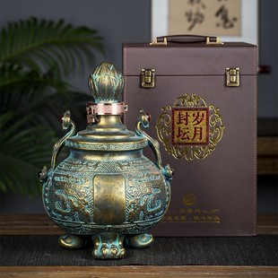 24 imitation bronze ceramic empty wine bottle retro sealed wine pot 5kg 10kg gift box Ruyi Ding wine jar wine jar