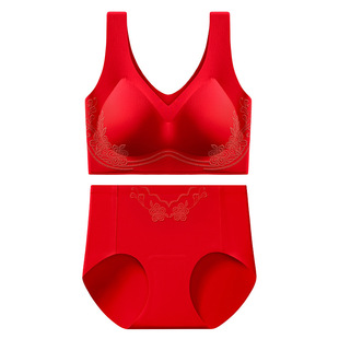 [Guo Feng Dot Flower] This Year of Life Traceless Underwear Women's Silk Crotch plus size Comfortable Vest Bra suit