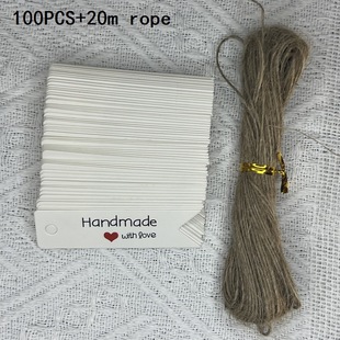 100 20 m hemp rope, kraft paper hand-made printing dovetail label Handmade gift thank you card