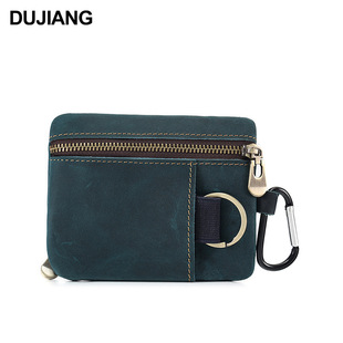 Dujiang Genuine Leather Coin Purse Multifunctional Waist Bag Mini Portable Headphone Data Cable Zipper Cosmetics Bag
