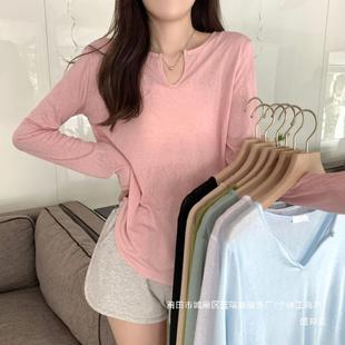 Factory Outlet Dance Clothing Sun-protective Clothing Loose Top for Practice Summer Long-sleeved T-shirt Women's Thin Half-open Collar Micro-transparent