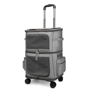 Factory new double pet trolley bag outdoor travel convenient pet bag can hold two cat bag pet backpack