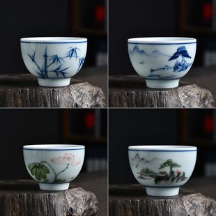 Dehua Underglaze Color Hand-painted Landscape Master Cup Personal Cup Special Single Cup Office Home White Porcelain Tea Cup 80ml