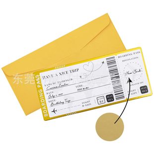 Golden Travel Ticket Surprise boarding Pass Gift Ticket DIY Scrape Travel Ticket suit Envelope