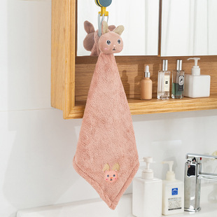 Kitchen hand towel hanging cute towel rag absorbent household bathroom thickened hand cloth handkerchief coral fleece