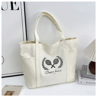 2025 New Cross Border Canvas Handbag Shoulder Bag Tote Bag Yoga Sports Beach Bag Lightweight Tutor Bag