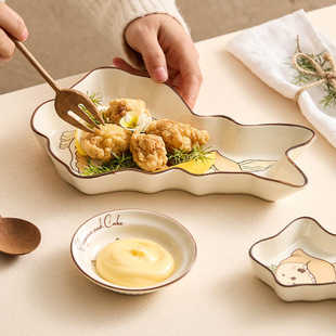Ceramic Snack Dish Sauce Dish Small Bowl Household Fruit Salsa Dish Snack Dish Creative Cute Cartoon Rabbit Dish
