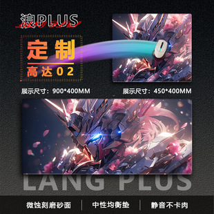 Gundam Mecha Micro-etched Glass Mouse Pad E-sports Game Oversized Office Desk Mat Silk Non-PV
