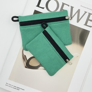 New mini zipper small wallet solid color canvas key bag hand multi-function bank card change storage bag tide