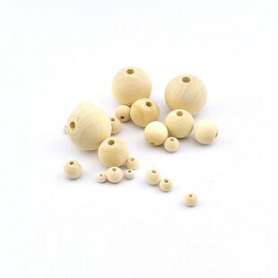 Cross-border supply 6-30mm straight hole round wooden beads primary color log loose beads DIY handmade jewelry accessories wholesale