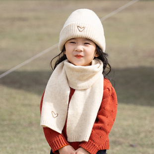 Autumn and Winter Children's hat scarf suit baby knitted hat wool hat boys and girls warm earmuffs thickened