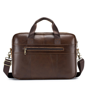 Lion Leiden Cross-border Men's Briefcase Top Layer Cowhide Men's Business Bag 16 Inch Genuine Leather Portable Shoulder Computer Bag