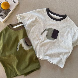 Children's Short-sleeved 2025 Spring New Children's Wear Boys and Girls Personalized Printed Stereo T-shirt Baby Casual Top