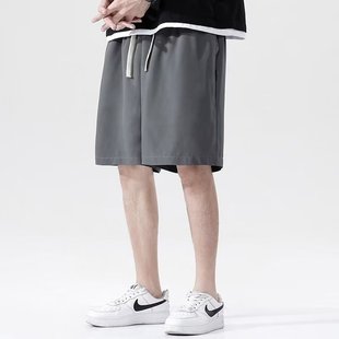 American Style Pants Men's Summer New Thin Hong Kong Style Loose plus size Outer Wear Large Pants Ice Silk Sports Shorts