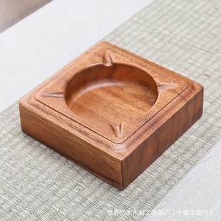 Solid Wood Creative Ashtray Hotel Anti-fall Household Ashtray Personalized Retro Accessible Luxury Walnut Ashtray