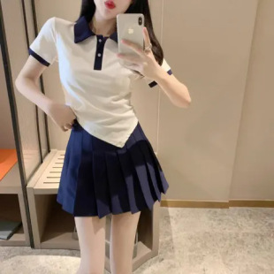 Cross-border Hot Pants Women's 2025 Solid Color Pleated Skirt Women's Summer High Waist Student's College Style Skirt with Zipper Lining