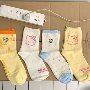 Helle KT Girl Heart ins Носки Сладкие и милые Носки Hello Kitty Net Red KT Cat Носки Sen дикие