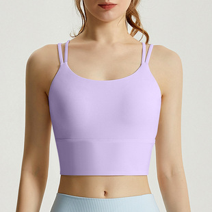 Strict selection of thin shoulder strap sports underwear one-piece fixed chest pad shockproof running quick-drying beauty back fitness camisole