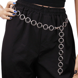 Europe and the United States cross-border jewelry hip-hop punk double ring metal waist chain retro Joker ring body chain wholesale