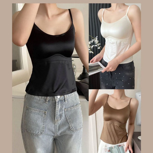 Original Live Satin Mulberry Silk Non-marking Chest Pad Anti-walking Camisole Outer Wear bra plus size Beauty Back Underwear