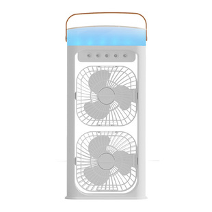 Cross-border water-cooled fan new household multifunctional mist humidifier charging spray fan colorful atmosphere light double-headed