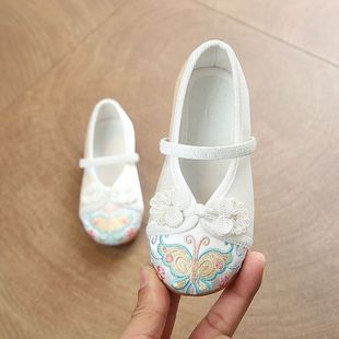 Spring Retro Embroidered Shoes, Chinese Style Cloth Shoes, Old Beijing Kidsren's Han Dynasty Shoes, Girls' Ancient Style Watch, New Handmade