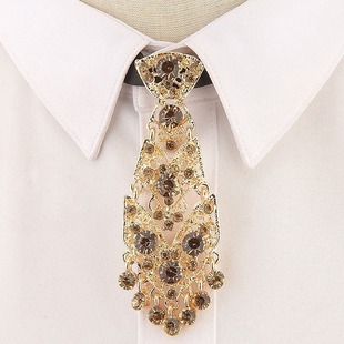 Fashion Personality Trendy Tie Cocktail Ceremony Ceremony Host Metal Diamond Small Tie