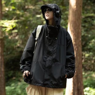 Men's casual jacket High Street American workwear jacket waterproof windproof jacket loose ins trendy hooded fashion