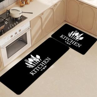 Cross-border American Style Retro Kitchen Strip Two-piece Water Absorbing and Oil Absorbing Mat Non-slip Easy-care Hallway Decorative Mat
