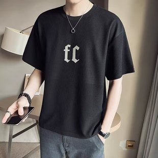 New Short-sleeved T-shirt Men's Summer Thin Fashionable Loose Large Size Fashionable Brand Fatty Half-sleeved Top