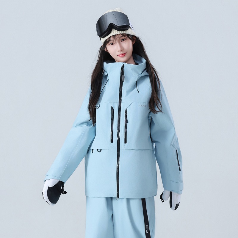 Ski suit set for men and women, waterproof, thickened, fully seam-sealed professional ski suit top and pants set, 3L