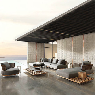 Factory direct sales!! Outdoor Sofa Teak Villa Leisure Combination Rattan Chair Outdoor Garden Courtyard Model Room
