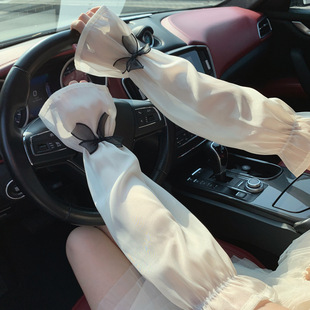 New Arrival Bowknot Loose Korean Style Sunscreen Sleeves Women's Summer Driving Mesh Spinning UV-proof Fashionable Ice Sleeves