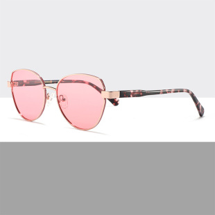 2025 New Women's Sunglasses with Metal Frame, Cat-Eye Style, Versatile, Uv Protection, Acetate Temple, European and American Style, Wholesale Sunglasses
