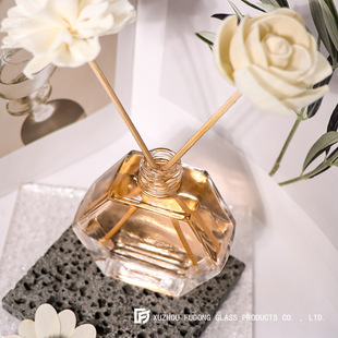 Hexagon Bottle Non-fire Aroma Vent Bottle Empty Bottle DIY Perfume Bottle Rattan Volatile Stick Glass Bottle Small Fresh Vintage Glass