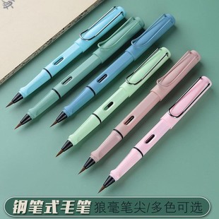 Pen-type writing brush metal Wolf small script pen scripture pen can add ink Xiuli calligraphy calligraphy practice writing water soft pen