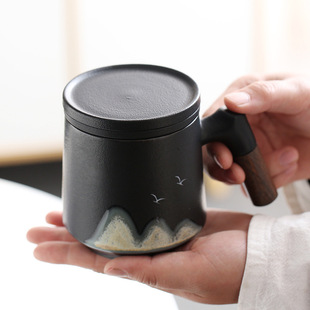 Business Accompanying Ceramics Office Cup Tea Cup Three-Piece Set Holiday Gift Box Company Annual Meeting Lettering Vision Water Cup
