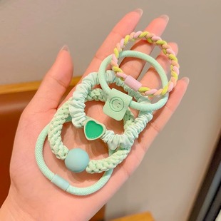 Children's Colorful Rubber Band Girls' Hair Rope High Elastic Durable Hair Rope Advanced Sense Hair Band Headwear Leather Cover