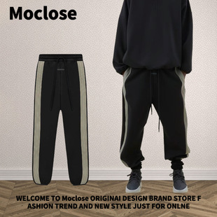 Moclose American High Street FOG Co-name Three-bar Stripe Casual Four Seasons Men's and Women's Loose Leg Trousers