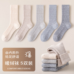 Piled socks Maillard spring and autumn thick line socks women's winter stockings double needle thickened warm fleece-lined month socks