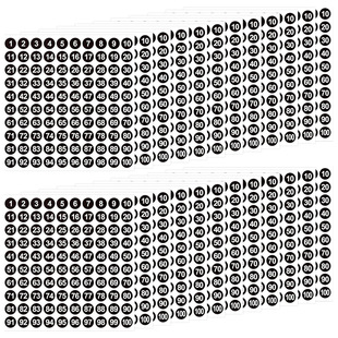 2500Pcs 10mm Digital Number Stickers 1-100