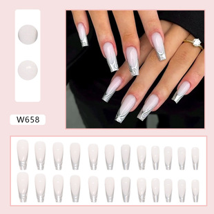 European and American foreign trade fashion ballet armour long square fake nails sweet French removable nail wholesale