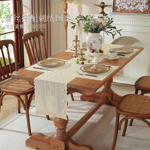 American Style Light Luxury Lace Table Runner Tablecloth Light Luxury High-end Long Pastoral Coffee Table Dining Table Mat Entrance Dust-proof Mat