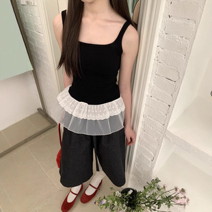 Chun Shangxin [nice] Puyuan Bottom Lace Stitching Stacked Strap Women's Pullover Foreign Style Backing Vest ins