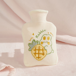 Plush Cloth Set Embroidered Warm Water Bag PVC Water Injection Explosion-proof Hot Water Bag Removable and Washable Warm Belly Warm Handbag Winter Warming