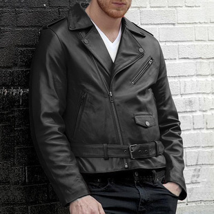 European and American 2024 New Foreign Trade European and American Explosions European Size Locomotive Men's Leather Jacket Spring and Autumn Men's Red Coat Leather Jacket
