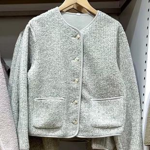Japanese Single 24 Autumn and Winter New Women's Imitation Cashmere Polar Fleece Round Neck Cardigan Warm Fleece Jacket 472938