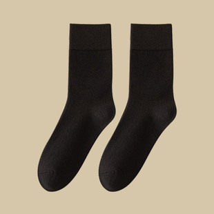 Men's thick warm velvet warm sweat-absorbent long high-top fleece-lined brushed winter self-heating boneless soft glutinous mid-calf socks