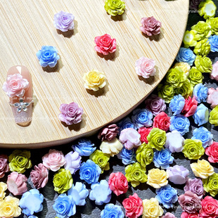 Tiktok Trending Tie-Dye True Love Rose Nail Art Accessories Luminous Soft Flower Nail Material Bracelet Earring Accessories Wholesale