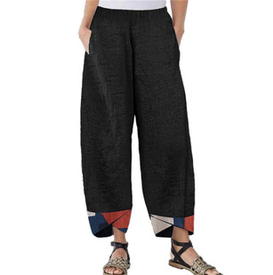 Spot 2023 European and American New Amazon Aliexpress eBay Pure Color Splicing Loose Casual Straight-leg Women's Pants